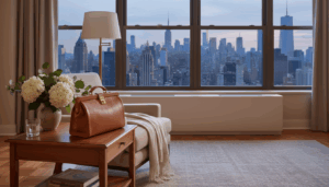 A medical bag in a luxury NYC apartment representing house calls.