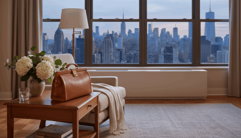 A medical bag in a luxury NYC apartment representing house calls.