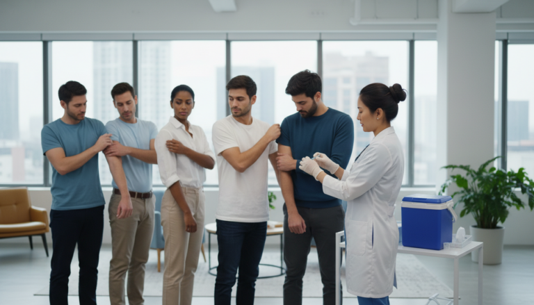 Corporate flu shot clinic in NYC office conference room