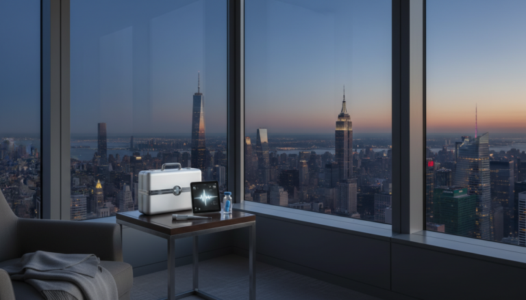 Executive office in NYC with medical concierge equipment ready for house call