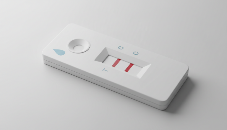 Rapid strep test kit result performed during a medical house call